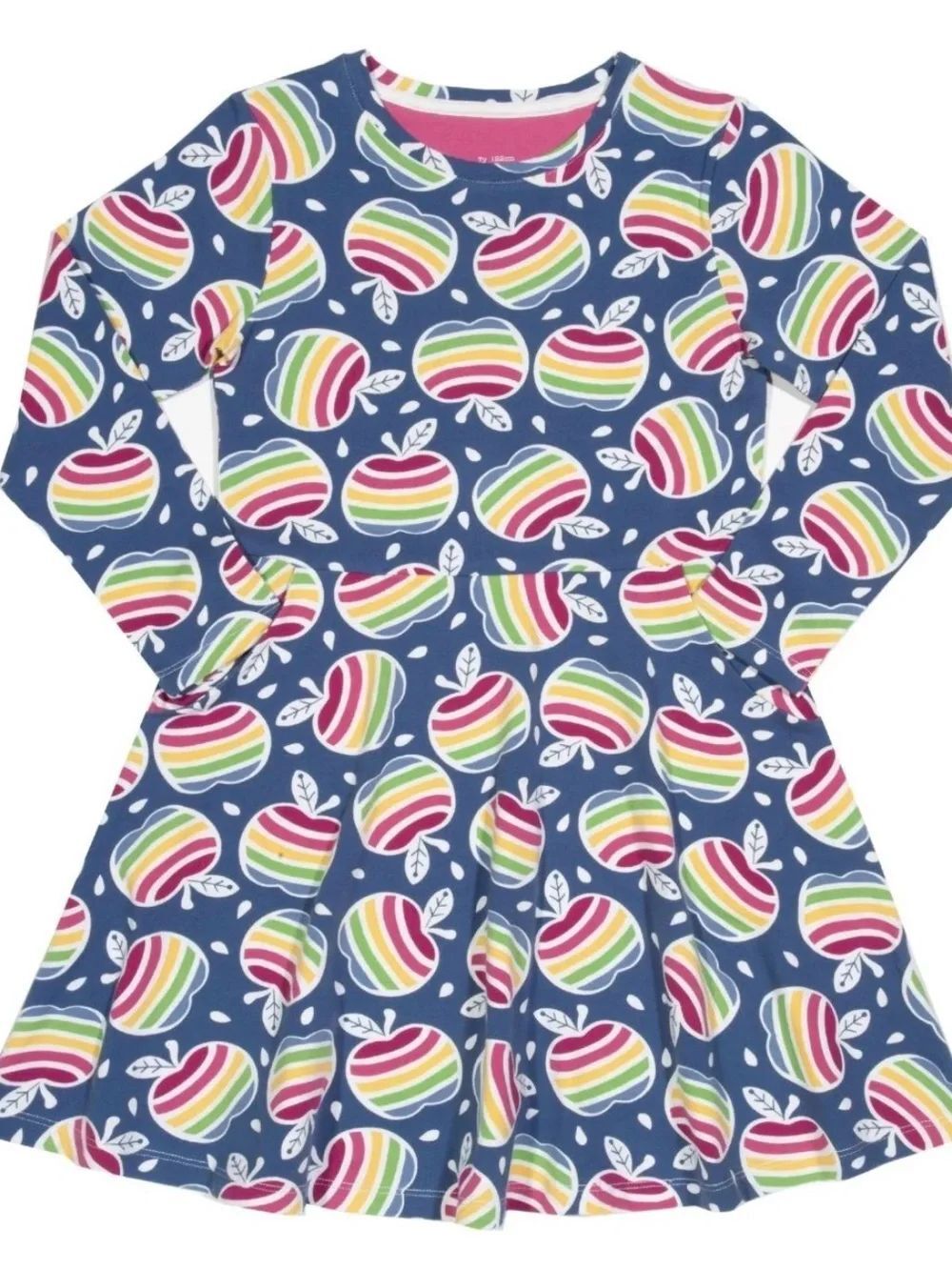 Kite Navy Rainbow Apple Print Long Sleeve Dress Sz 6/116cm